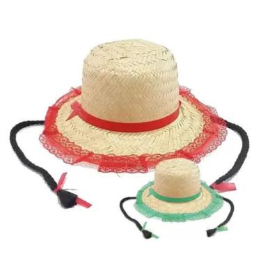 Imagem de Chapeu Piffer Junino De Palha Renda E Trancas