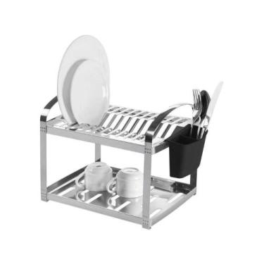 Imagem de Escorredor De Louça Aço Inox 12 Pratos + Porta Talher Brinox