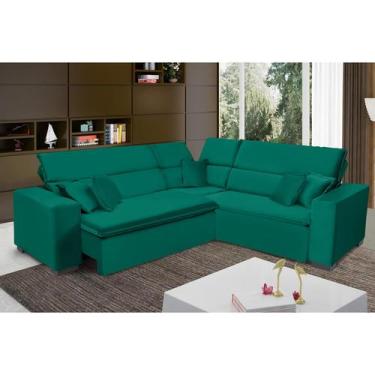 Imagem de Sofá Milão 2.50x2.50m de Canto, Retrátil e Reclinável - Verde - Sofist