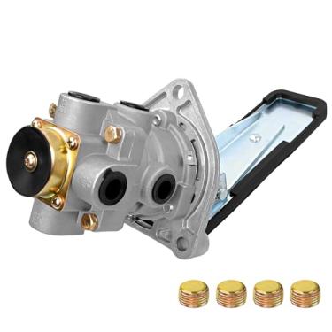 Imagem de Misakomo Válvula de freio E-6 pés com conjunto de pedal - Válvula de controle de freio de pé E6 compatível com válvula de circuito duplo Bendix 286171, KN22140, 170.286171 e 20QE3114R para caminhões