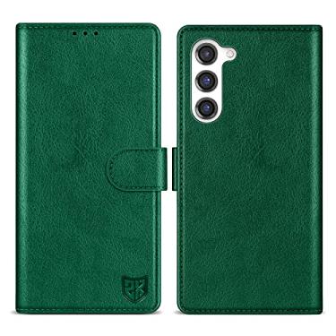 Imagem de ZZXX Capa carteira para Samsung Galaxy S23 Plus com [bloqueio RFID] compartimento para cartão suporte fecho magnético capa protetora dobrável de couro para Samsung Galaxy S23 Plus (verde - 6,6 polegadas)