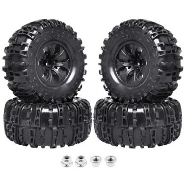 Imagem de GoHobby 4Pcs Big 6.30" 160mm Height 12mm Hex Wheels and Tires Set 1/10 Scale 2.8" RC Truck Tires Wheels Compatible with Traxxas Hoss 4x4 VXL Redcat Volcano EPX S30 Non-Glued