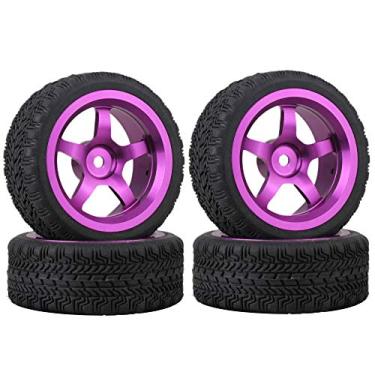 Imagem de LAFEINA 12mm Hex Aluminium Alloy Wheel Rims & Rubber Tires for RC 1/10 On-Road Touring Drift Car HSP HPI Tamiya (Pack of 4)