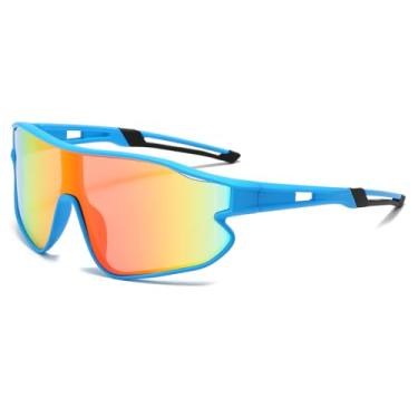 Imagem de NIDOVIX Óculos de sol de beisebol infantil para meninas e meninos de 6 a 16 anos, UV400, óculos de sol de beisebol juvenil, esportes, ciclismo, óculos de sol, 03 Espelhado azul/vermelho, lenswidth