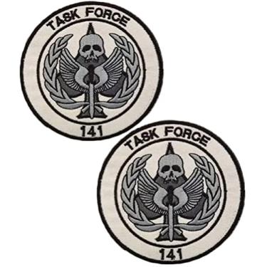 Imagem de C-All of D-uty Task Force 141 adesivos com logotipo gancho e laço tático moral aplique fixador bordado militar patch 2 peças (cor 1)