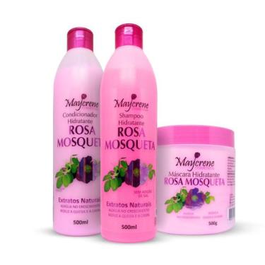 Imagem de Kit Capilar Rosa Mosqueta Hidratação e Ação Anticaspa 3x500 Maycrene