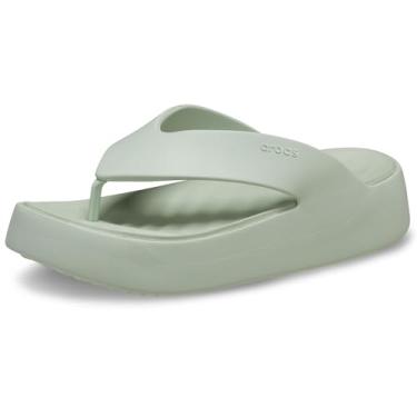 Imagem de Crocs Chinelo feminino Getaway plataforma, sandálias de cunha para mulheres, gesso, 11 mulheres
