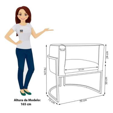 Imagem de Poltrona Decorativa Luna para Sala Veludo Base em aço Preto - Porto De