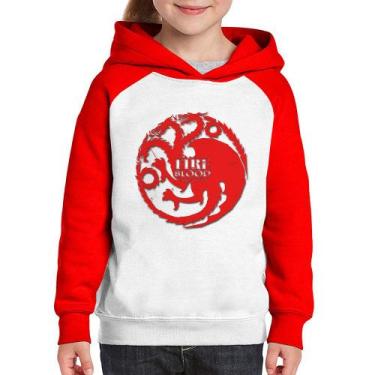 Imagem de Moletom Infantil Fire and Blood Targaryen - Foca na Moda, Branco, Verm