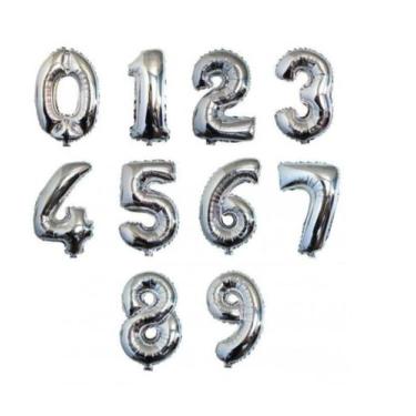 Imagem de Balão Metalizado numerico - lully festas , Cinza