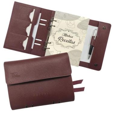 Imagem de Agenda Minhas Receitas 154-R Personalizada Raffai Couros, Marsala