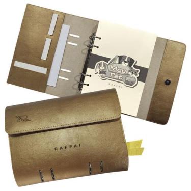 Imagem de Agenda Meu Pet 164-R Personalizada Raffai Couros, Dourado