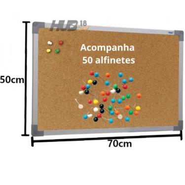 Imagem de Quadro De Aviso Cortiça Aluminio 70X50cm Stalo +50 Alfinetes