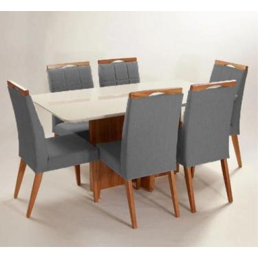 Imagem de Mesa de jantar + 6 cadeiras Paris tampo 160 cm Grafite - Gran Decore