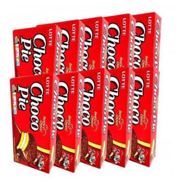 Imagem de Alfajor De Chocolate Coreano Chocopie 168g - (Kit com 10) - Lotte