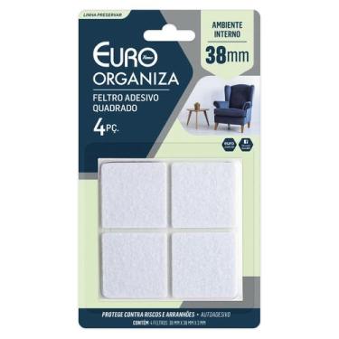 Imagem de Protetor Feltro Quadrado Porta Paredes Maçanetas Gavetas Mesa Cadeira 