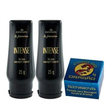 Imagem de 2 Gel Intense Lubrificante Íntimo + Pomada Fogo do Dragão Ginseng para