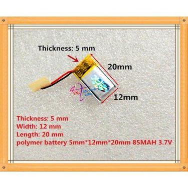 Imagem de Bateria 3,7v 85mah  5mm X 10mm X 20mm Com 2 Fios 501020 - KMIG