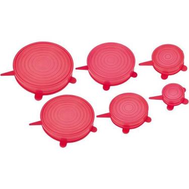 Imagem de Conjunto Tampas de Silicone 6 Peças Vermelha, SIL5647-Vm, Euro Home