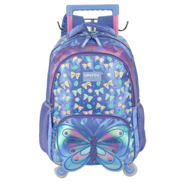 Imagem de Mochila de Rodinhas Com Alça Luxcel Up4You Borboleta Lilás