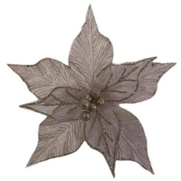 Imagem de FLOR NATALINA POINSETIA DECORATIVA PRATA - 28cm - Tok da Casa