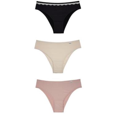Imagem de Kit/3 Calcinha Biquíni DelRio 51509 Feminina Basic Microfibra T. P/GG,