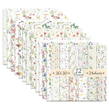 Imagem de GLKTOPO Papel de scrapbook de primavera, 30,5 x 30,5 cm, estampa de borboleta, dupla face, papel decorativo para fazer cartões, agenda, agenda, origami, decopagem, 24 folhas (estilo B)