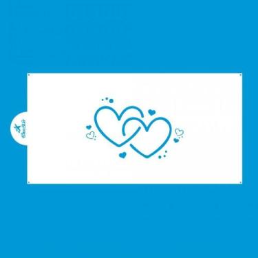 Imagem de Stencil para Bolo Blue Star SBS-019 34,5 x 16,5 cm - Coração Duplo