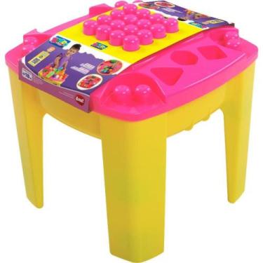 Imagem de Brinquedo para Montar Mesa de Atividades Blocolandia Rosa 24 Peças - D