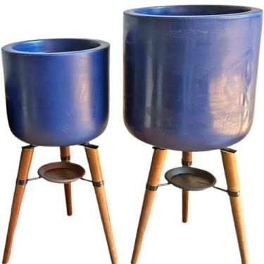 Imagem de Kit 2 Vasos Para Plantas e Decoração com Tripé de Madeira - Alpe & Ari