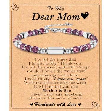 Imagem de Presentes de Dia das Mães para Esposa, Mãe, Avó, Nova Mãe, Bônus, Mãe, Irmã, Cachorro, Tia, Madrasta, Sogra, Namorados, Mãe, Cunhada, Pulseiras de Contas Presente para Mulheres Meninas, 6.7, Pedra,