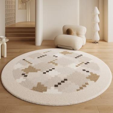 Imagem de HJZSZX Tapete redondo para sala de estar, quarto, cabeceira, macio, fofo, tapete para pés, grande área, decoração para casa, tapetes de chão, DD486, YD, A, diâmetro 160 cm