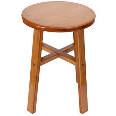 Imagem de Tamborete Baixo De Madeira Multiuso, Banco Pequeno, Banco De Mesa Pequeno, Banco De Banheiro De Madeira Para Sala De Estar, Banheiro(Medium Round Stool)
