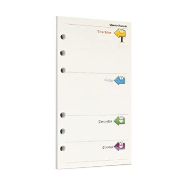 Imagem de Zelten 40 folhas de papel perfurado colorido de folha solta para fichário de 6 furos organizador pessoal diário recarregável (A6, agenda semanal de seta)