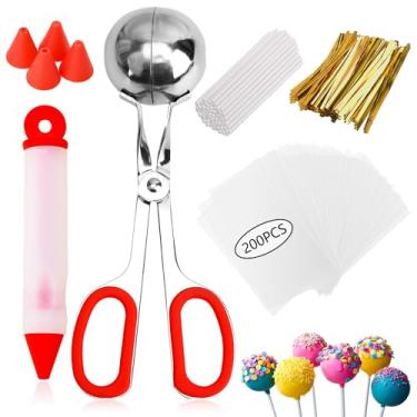 Imagem de GZMAISULEE Kit de Moldes para Bolo Pop 606 Peças, Conjunto de Bolo Pop Pirulito, 1 Colher para Bolo Pop e Caneta para Decoração, 200 Palitos para Bolo Pop e 200 Embalagens, 200 Laç (Kit De Moldes Para