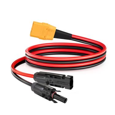 Imagem de ELFCULB Cabo solar XT90, cabo conector fêmea de 10AWG 2FT XT90 para painel solar para estação de energia portátil de painel solar