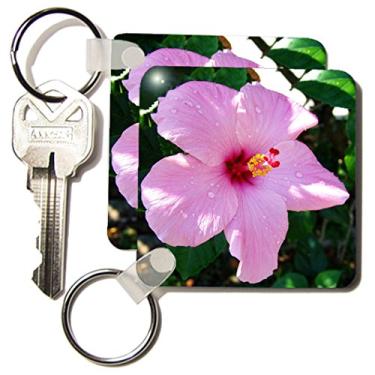 Imagem de 3dRose Hibisco Pink Dew - Chaveiros, 5,7 x 11,4 cm, conjunto de 2 (kc_17184_1)