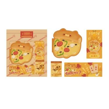 Imagem de Joucien Conjunto de caixa de caderno de descompressão criativa, caderno fofo e divertido em forma de comida - Pizza