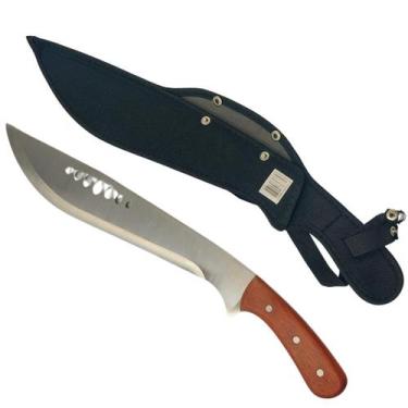 Imagem de Faca Facão de Aço Inox com Cabo de Madeira para Churrasco Camping Caça