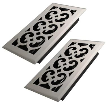 Imagem de Howeall Pacote com 2 unidades de 4 x 20 cm para serviço pesado WalkSNle Floor Register Easy Adjust Air Supply Lever Floor Vents - Charlotte Design - Tampa de ventilação para piso de casa - Níquel