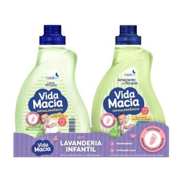 Imagem de Kit Sabão e Amaciante Casakm Vida Macia Kit Lavanderia Infantil 1L