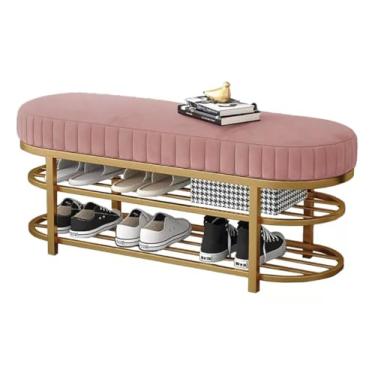 Imagem de Banco Puff Recamier Sapateira Glow 110 Cm Base Em Aço Veludo Rosa - Loja Monte Belo