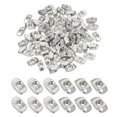 Imagem de PATIKIL Série 3030 M5 t Nuts, 100 peças porca de fixação de cabeça de martelo, porca de aço carbono niquelada para perfil de alumínio l prata
