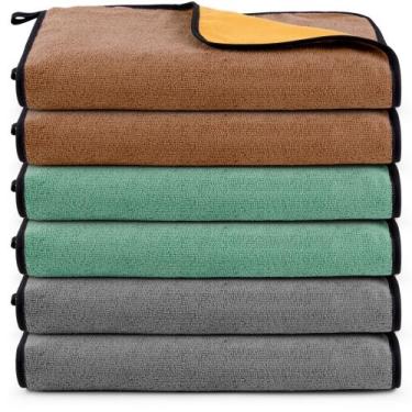 Imagem de Kit 06 Panos Dupla Face Flanela E Microfibra Toalha Limpeza Casa Carro