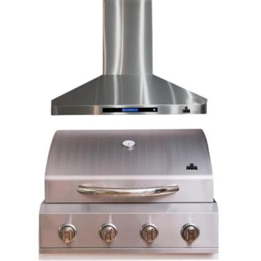 Imagem de Churrasqueira A Gás 4 Queimadores De Embutir Em Inox + Coifa Inox Touch (Coifa 110V)