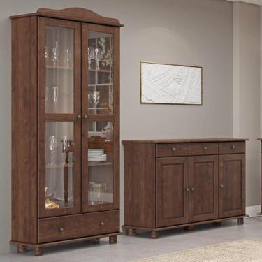 Imagem de Conjunto Cozinha: Armário Vitrine 2 Portas 1 Gavetas Balcão 3 Portas 3