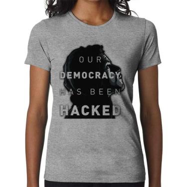 Imagem de Baby Look Our Democracy Has Been Hacked - Foca na Moda, Cinza, P