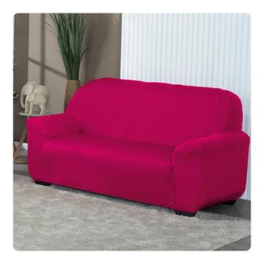 Imagem de Capa De Sofá Lisa Avulsa 3 Lugares Em Malha Pink - Lenharo Enxovais