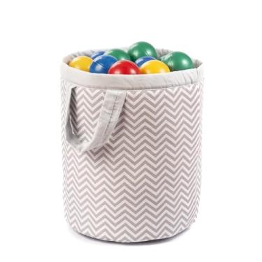 Imagem de Cesto Organizador Brinquedos ou Roupas em tecido 42 cm menino 01 pç (chevron cinza)