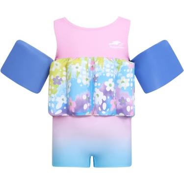 Imagem de Gogokids Boias infantis, maiô inteiro com flutuação e asas de braço para meninos e meninas de 9 a 23 kg, colete de natação infantil